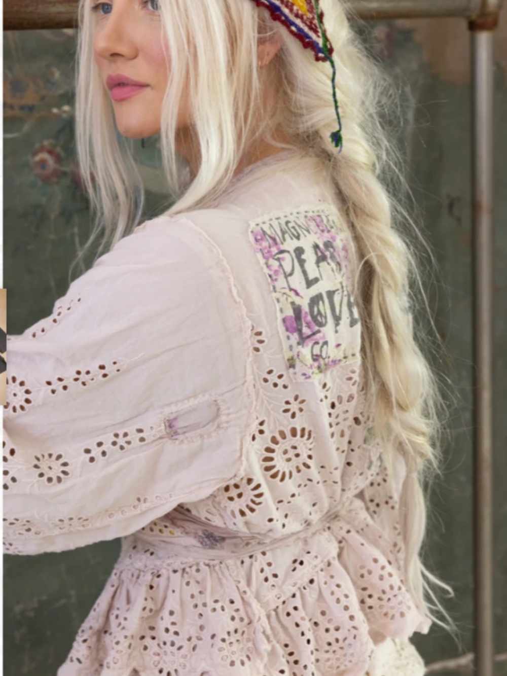 Magnolia Pearl Eyelet Lise Lotte Piano Shawl Jacket 899 Pinksalt RARE - Picture 5 of 7